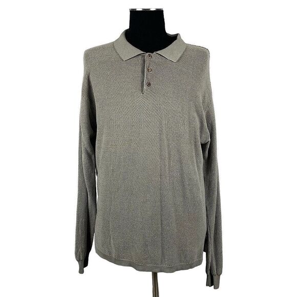 Tommy Bahama Silk Blend Knit Long Sleeve Polo - Mens XL - Picture 1 of 5